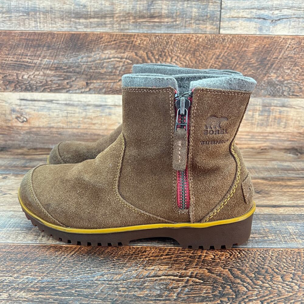 Sorel Meadow Zip Waterproof Suede Boots Women's 7.5 Tan Leather Gorpcore Outdoor